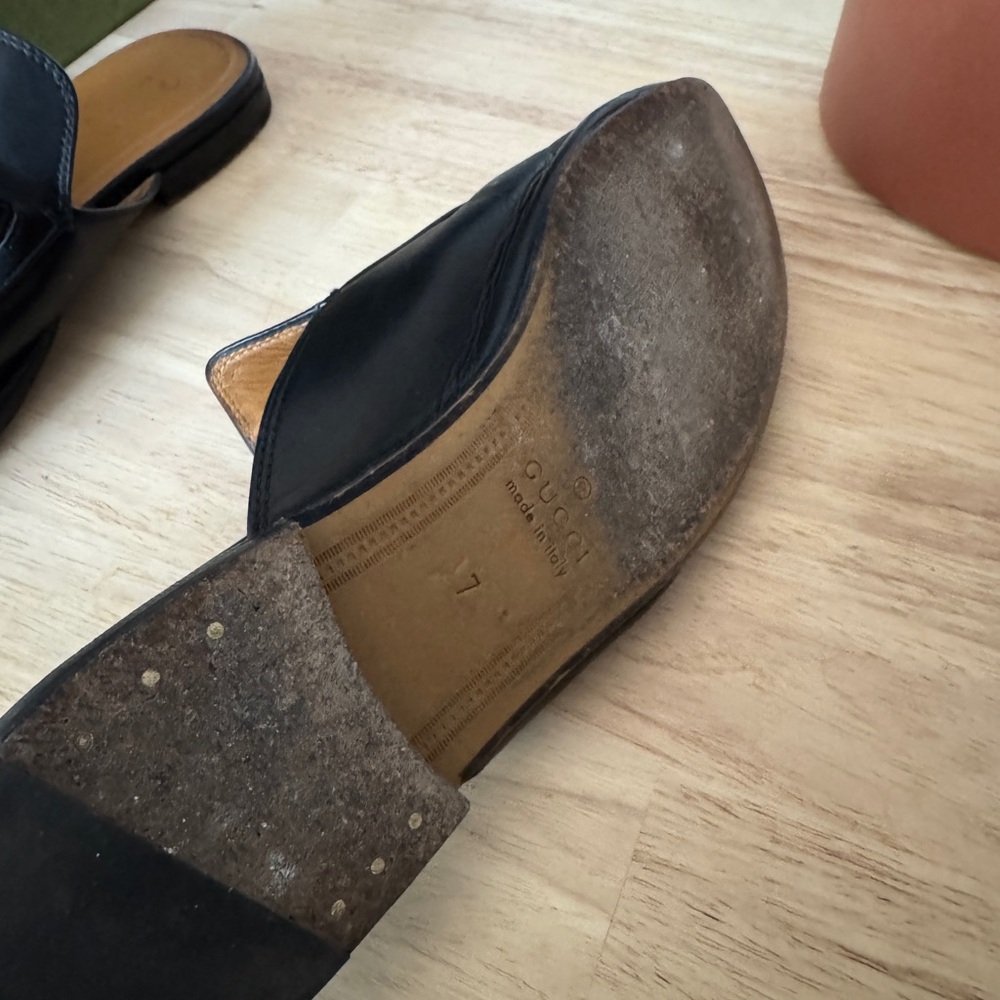 Gucci Black Horsebit Leather Mules - Picture 4 of 9